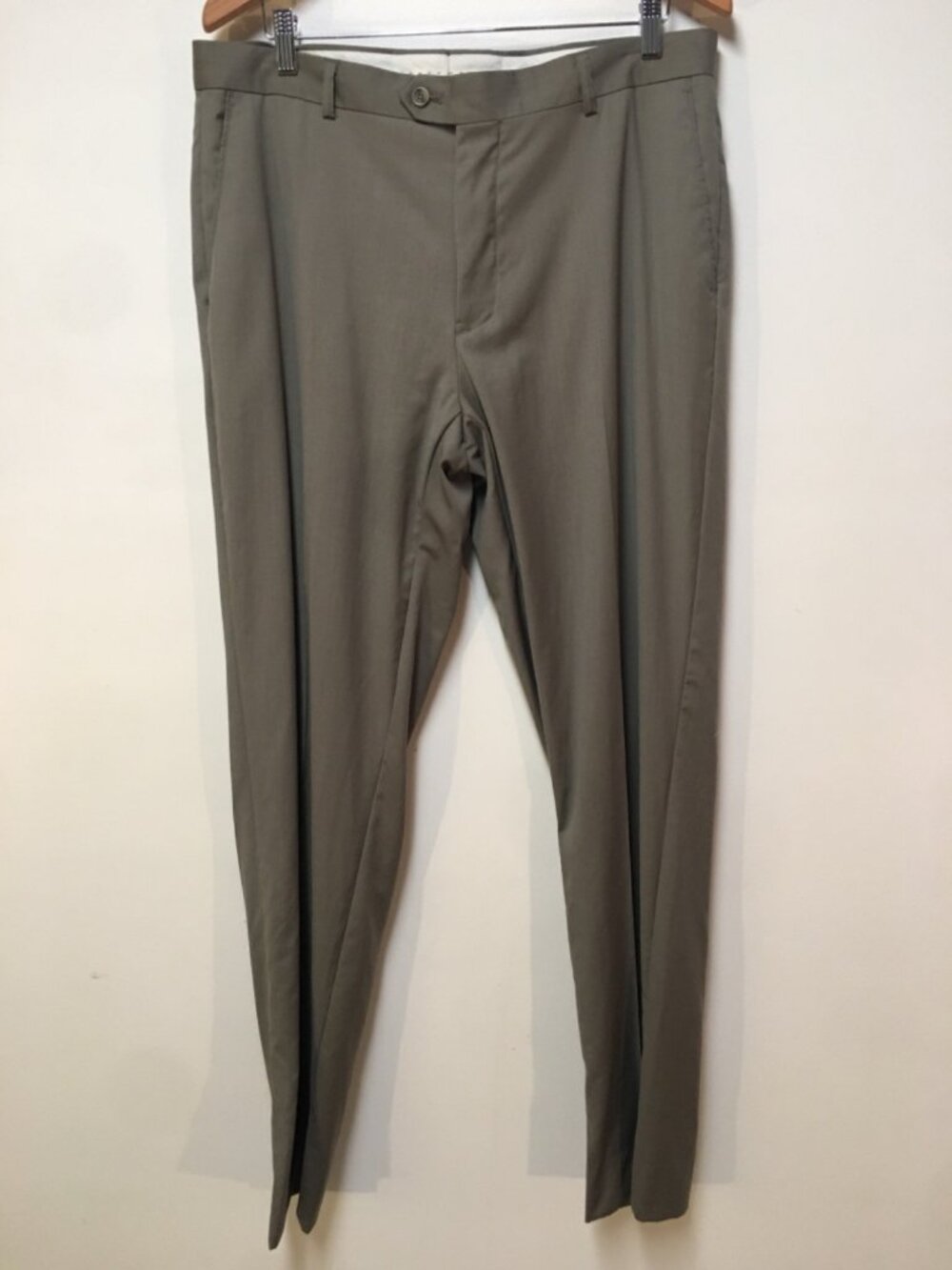 Joseph‎ Abboud Men 36x33 Dress Pants Taupe Flat Front Tapered 100% Wool Career